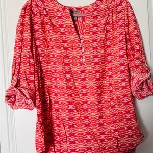 Como Vintage Coral Patterned Blouse